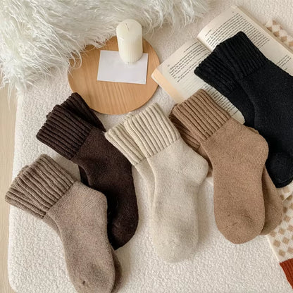 1/5 Pairs Winter Thickened Wool Socks Women’S Breathable Comfortable Plush Low Tube Snow Socks Korean Simple Warm Cashmere Socks