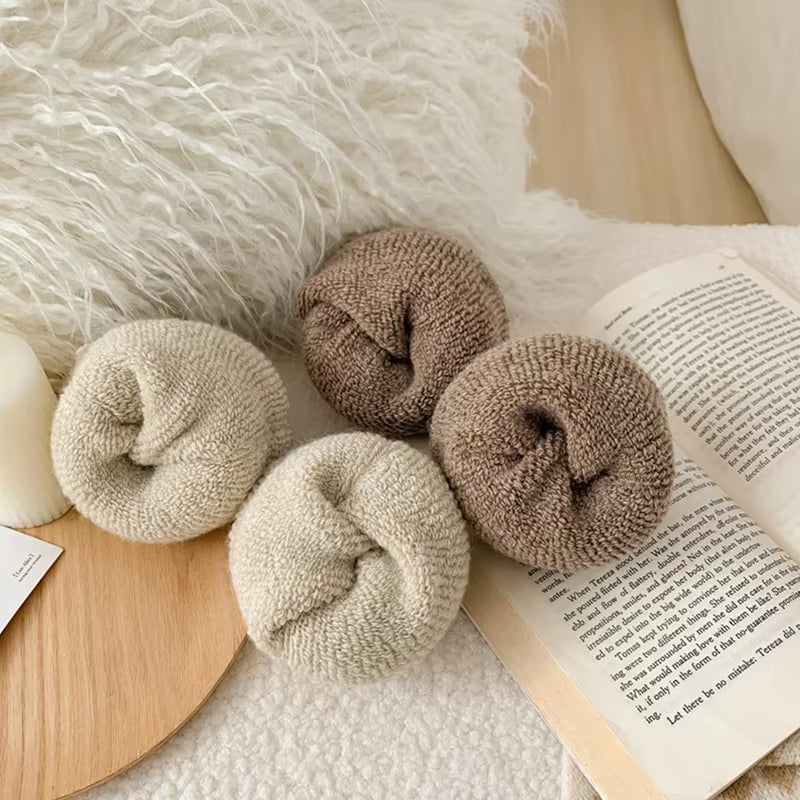 1/5 Pairs Winter Thickened Wool Socks Women’S Breathable Comfortable Plush Low Tube Snow Socks Korean Simple Warm Cashmere Socks