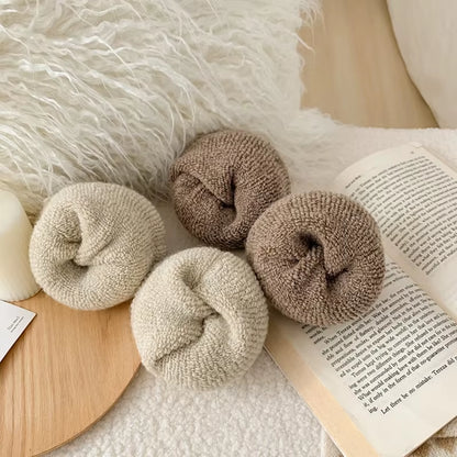 1/5 Pairs Winter Thickened Wool Socks Women’S Breathable Comfortable Plush Low Tube Snow Socks Korean Simple Warm Cashmere Socks